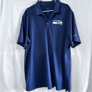 Nike Seattle Seahawks Dri Fit Polo Shirt Men's 2XL Navy Performance NFL